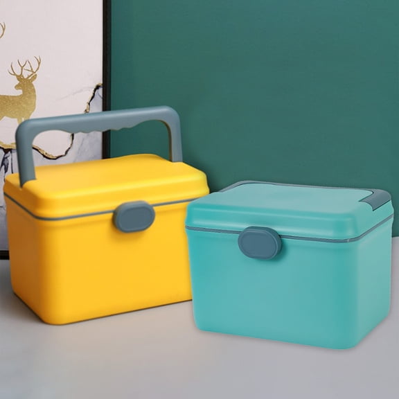 Plastic Multi-Layer Storage Box with Handles and Detachable Trays for Home, Travel, and Emergency Organization