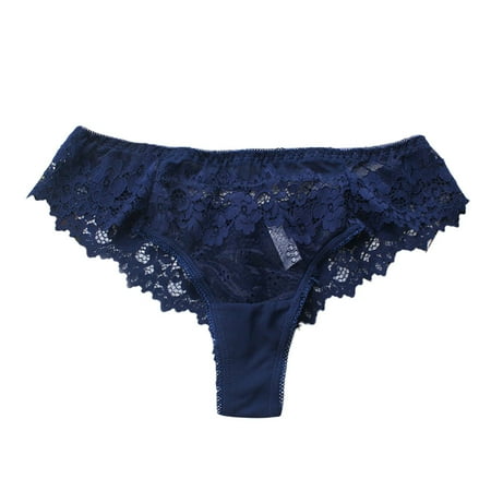 

Ladies Panties Stylish Solid Color Mid High Waist Fashion Sexy Lace Sexy Thong Large Size Hollow Transparent Underpants Seaside Leisure Underwears