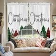 thumbnail image 5 of Swag Curtains Valances for Windows, Merry Christmas Short Kitchen Window Curtains Over Sink, Buffalo Plaid Xmas Tree Winter Cafe Curtains Panel Set Of 2,Rod Pocket, 45 Inches Length Red Green, 5 of 8