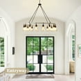 thumbnail image 6 of 16 Lights Modern Farmhouse Wagon Wheel Chandelier with Seeded Glass, Adjustable Rustic Pendant Light for Dining Room, Kitchen Island, Entryway, 6 of 8