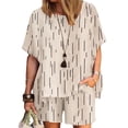 thumbnail image 4 of Mujeres Casual Verano Cuello redondo Impreso Manga corta Tops y pantalones cortos Conjunto de dos piezas Traje Wmkox8yi bvn1043, 4 of 6