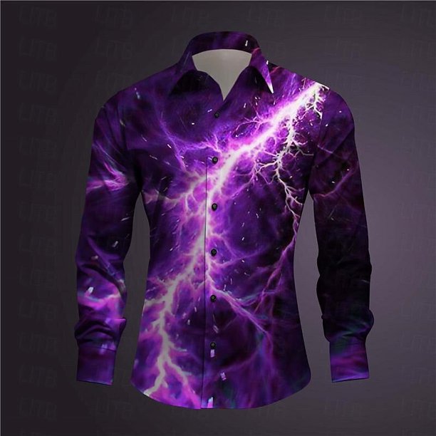 Camisa de estilo europeo y americano nueva moda con cambio de color relámpago impresión 3D patrón de alta definición moda 3D al aire libre sh