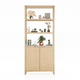 thumbnail image 3 of Ktaxon Fluted 6-Tier Bookshelf, 71" Modern Sturdy Bookcase with Storage Cabinet, Oak, 3 of 15