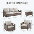 thumbnail image 3 of Opohoro 7-Piece Outdoor Conversation Set with Deep Seet Patio Sofa, Wicker Chairs and Ottomans, Beige, 3 of 12