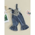 thumbnail image 3 of Bagilaanoe Newborn Baby Girl Denim Jumpsuit Sleeveless Embroidery Overalls 3M 6M 9M 12M 18M 24M Infant Bell Bottom Flared Pants Summer Clothes, 3 of 8