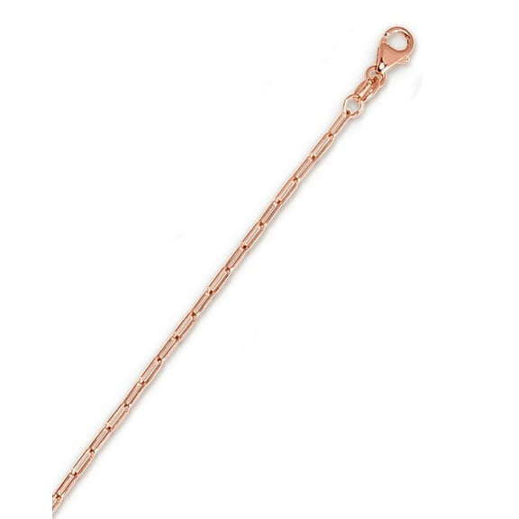 Jewelstop 14K Rose Gold 1.5mm Paperclip Chain with Lobster Lock - 24" Individual Link measures 4.5mm.