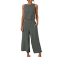 thumbnail image 5 of GILIGEGE Linen Sets for Women 2 Piece Summer Women Suit Fashion Comfortable Vest and Long Pants Solid Color Top Set Suit Wide Leg Pants Tracksuit Lounge Matching Sets Dark Grey 3Xl, 5 of 8