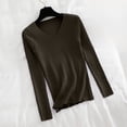 thumbnail image 5 of Otvok V Neck Ribbed Slim Fit Sweater for Women, Long Sleeve Solid Pullover, Stretchy Basic Layering Top for Autumn Winter, 5 of 7