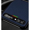 thumbnail image 5 of Fit for Galaxy Z Flip Case, Litche Partten Premium Genuine Leather Protective Cover Case for Samsung Galaxy Z Flip (2020),6.7",Dark Blue, 5 of 8