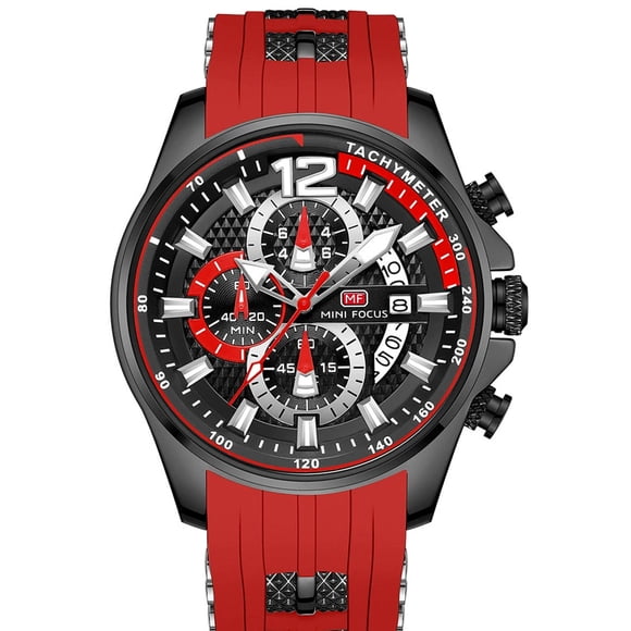 MINI FOCUS Men Waterproof Watches Fashion Sport Silicone Watch Quartz Silicone Strap Date Wristwatches for Male Clock Luminous Watch