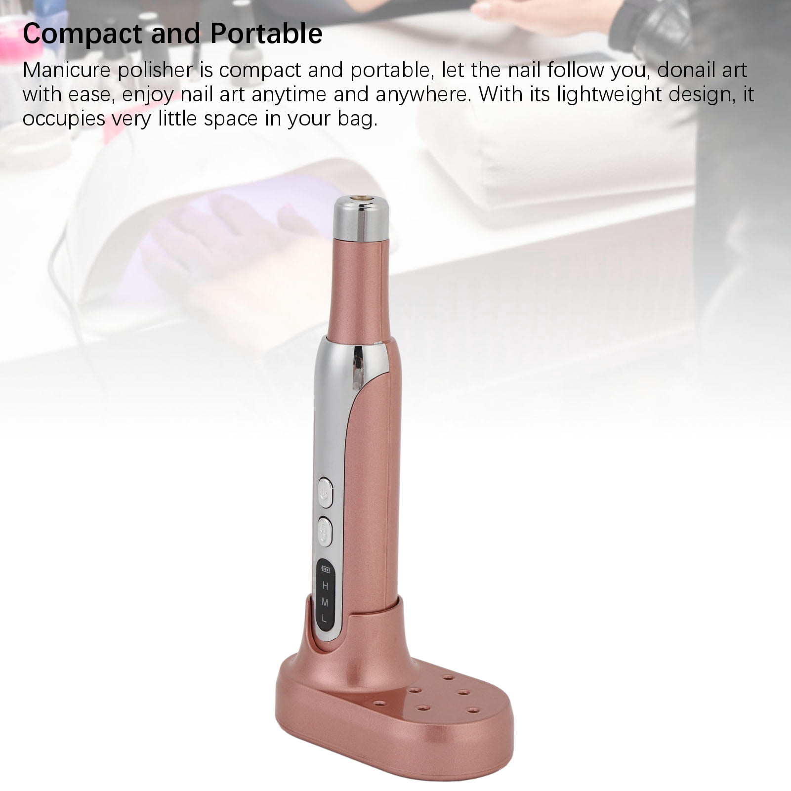 Xirurus Portable Electric Nail Drill Machine Kit 0-15000rpm Rechargeable Nail File Set Grinder for Home Salon Acrylic Gel Nails Manicure Pedicure Tools (6.7 inches / 17 cm), Gold