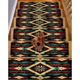 thumbnail image 2 of Stair Treads for Wooden Steps,Boho Orange Teal Peel and Stick Stair Treads with Adhesive,Vintage Geometric Southwestern Ethnic Non Slip Indoor Stairs Runner Rugs Mats for Elders Dogs 8"x30" 15PCS, 2 of 7