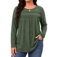 thumbnail image 3 of WellSize Plus Size Women Blouses Lace Long Sleeve Boho Tops Crew Neck Fall Shirts Trendy Tunic Blouses, 3 of 9