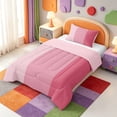thumbnail image 2 of Erosebridal Abstract Stripes Twin Comforter Sets,Minimalist Striped Bedding Set,Pink Reversible,2pcs,1 Comforter and 1 Pillowcase, 2 of 7