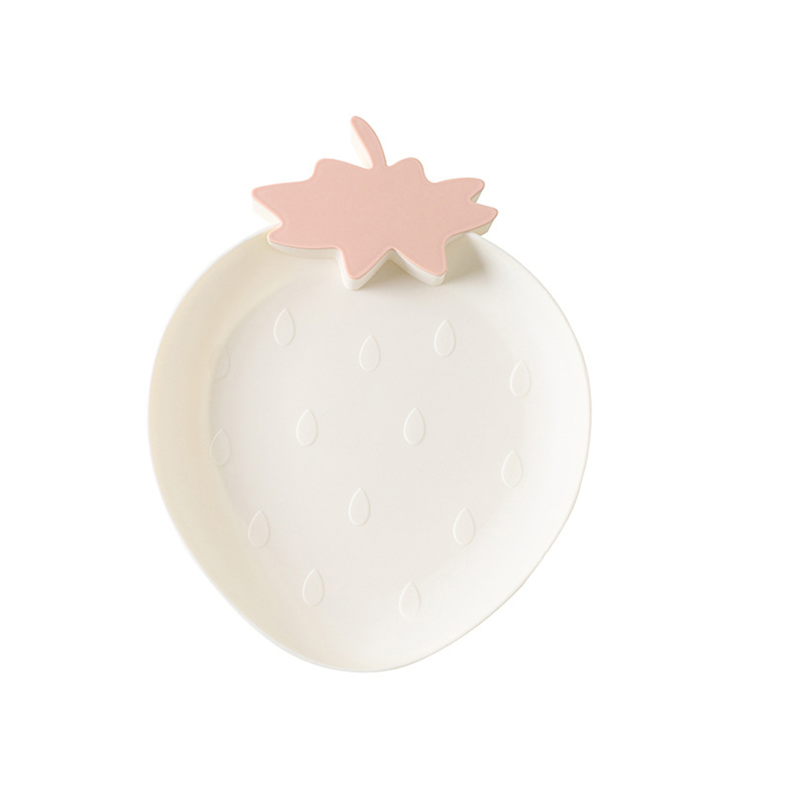 Trayknick Adorable Strawberry Shape Fruit Plate Bright-colored Bright-colored Plastic Food Plate for Home