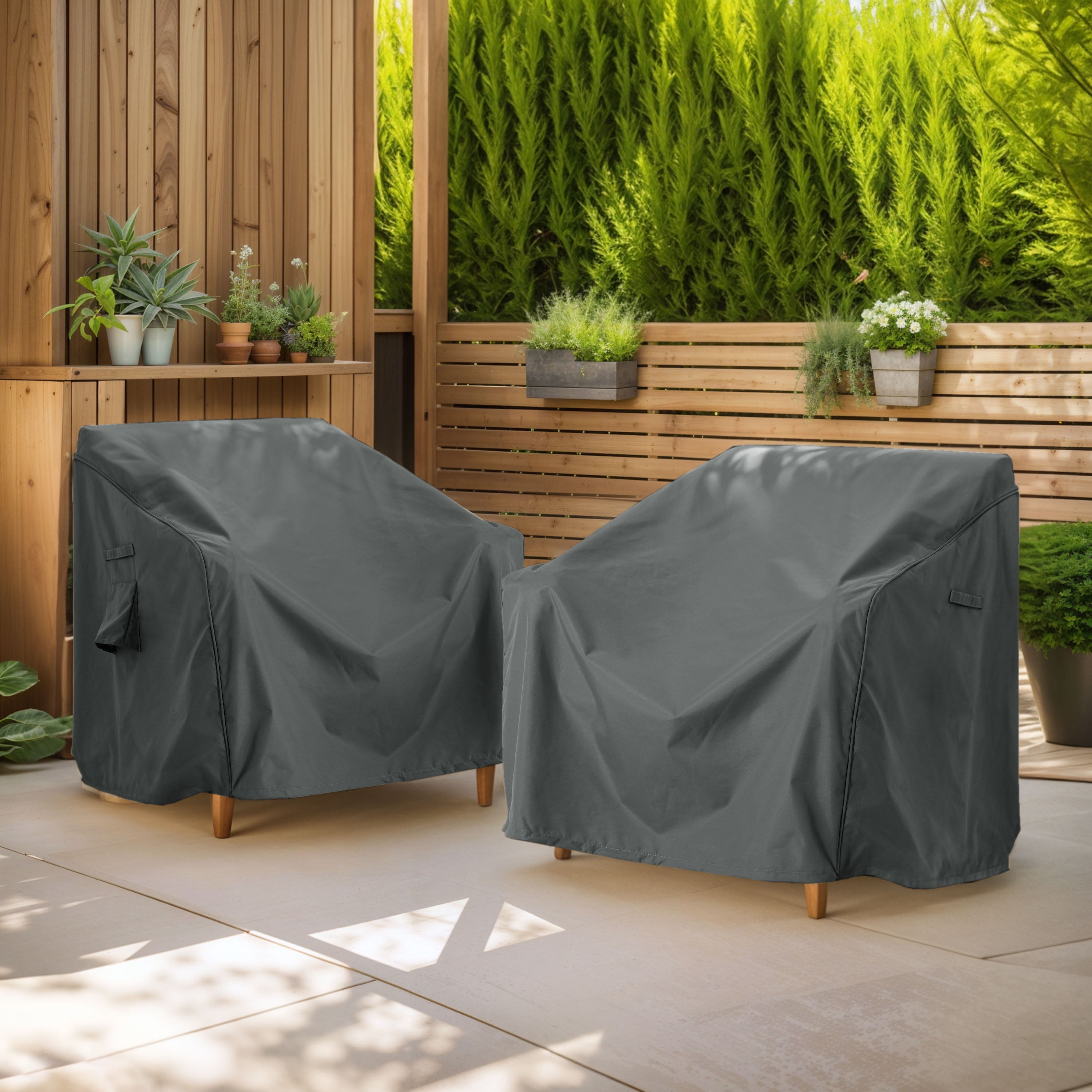 WRXELAN Patio Chair Covers for Outdoor Furniture (2-Pack), Waterproof Heavy-Duty Lawn and Patio Furniture Covers for Deep-Seat Dining Chairs, 36“ W x 36” D x 36" H, Dark Gray