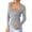 Grey, variant on Graphic Tees for Women Tennis T-Shirts Solid Color Knit Slim Fit Long Sleeve Top for Women U-Neck Soft Warm Knit Blouse with Elegant Black XXL