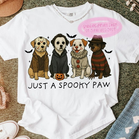 Just a Spooky Paw T-shirt, Halloween dog Shirt, Halloween characters Shirt, Halloween Shirt, Dog Lover Shirt, Dog Mama Shirt, Retro Halloween TH050609