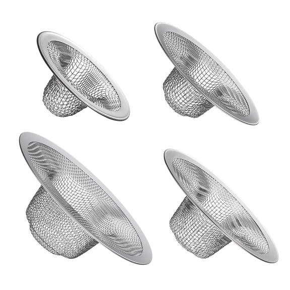 Garnen 4 Pcs Kitchen Sink Strainer Basket, 2.1", 2.8", 3.5" & 4.3" Stainless Steel Mesh Sink Drain Filter for Food, Shower Sink Drain Hair Catcher