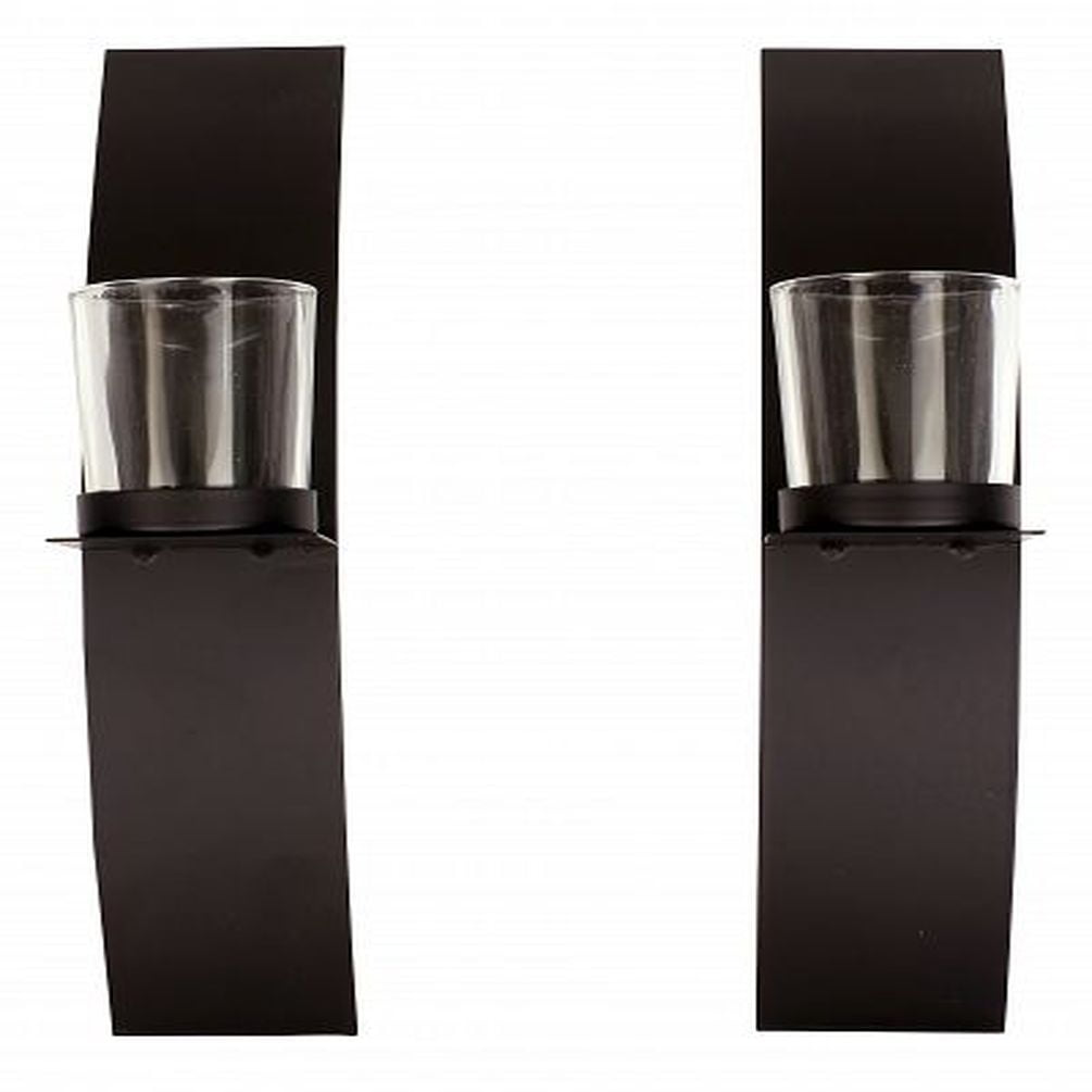 Set Of 2 Black Votive Holder Wall Sconce