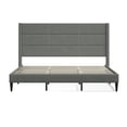 thumbnail image 3 of Pax Upholstered Platform Bed Frame / Sleak Wingback / Mattress Foundation / No Box Spring Needed / Easy Assembly, Stone, California King, 3 of 7