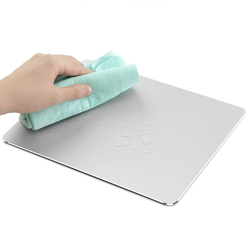 EXHUMKY 1Set Aluminum Alloy Mouse Pad Silver Rectangular for Home Use Office Work Gaming 11.8x6.7x0.1in