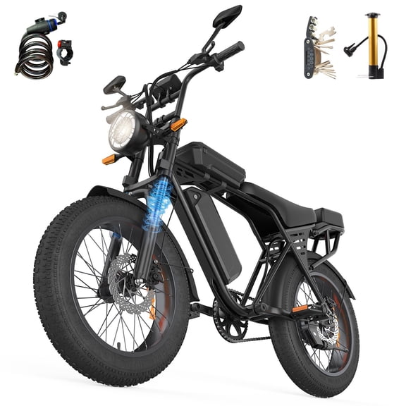 Aairsk X5-20 Electric Bike for Adults, 750W Peak 48V 15Ah Fat Tire EBike, 28 MPH, 20x4-Inch Tires, Rear Seat, UL2849