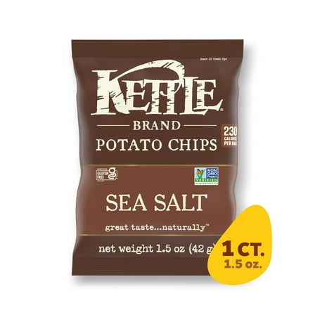 Kettle Brand Potato Chips, Sea Salt Kettle Chips, Snack Bag 1.5 oz