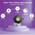 thumbnail image 2 of 3-Inch Black Gimbal Recessed Slim LED Pot Ceiling Light with Junction Box, Dimmable 4000K Natural White, 7W (60W Equivalent) 560LM High Brightness, Damp Rated LED Ceiling Downlight, IC Rated (6-Pack), 2 of 4