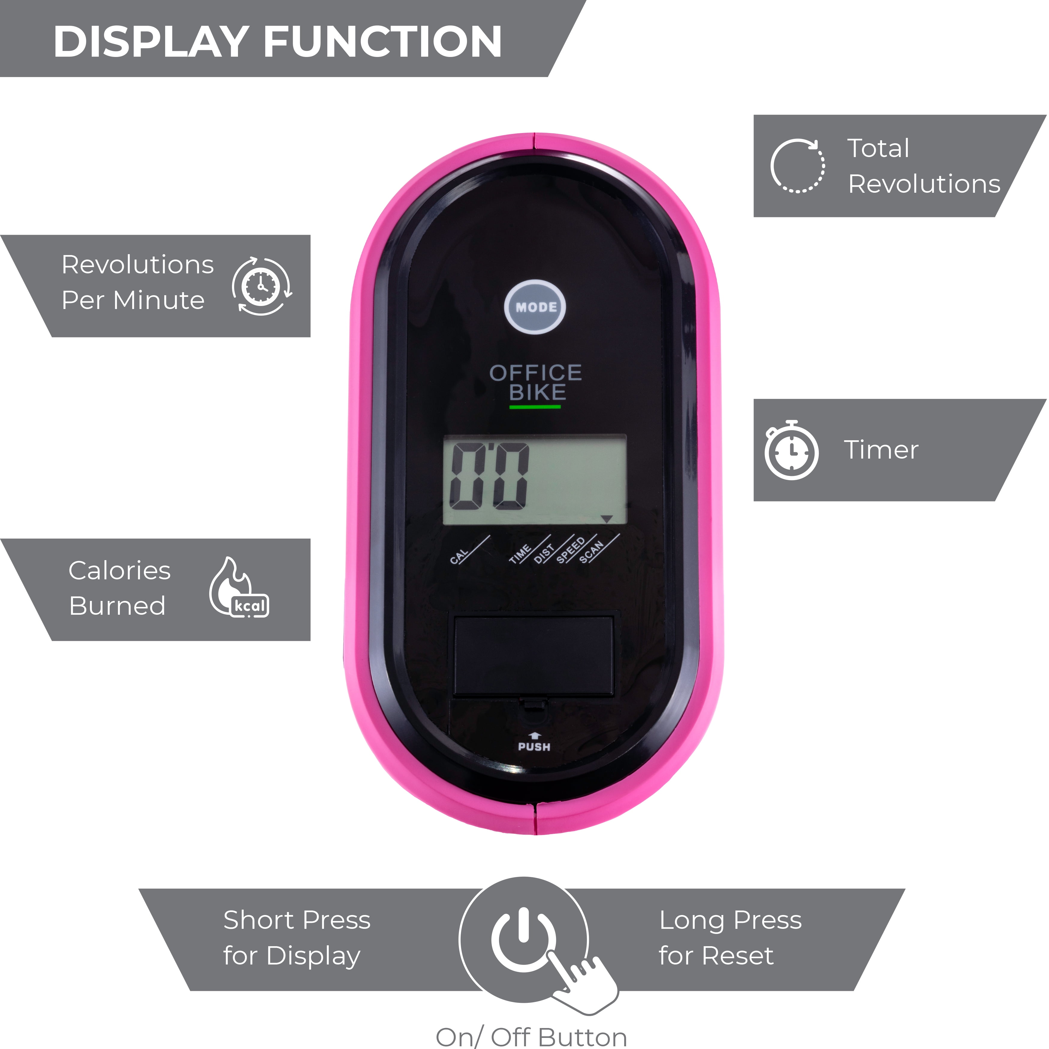Hit Notion Upright Training X-Bike With Magnetic Resistance - Exercise Cycling Bicycle For Cardiac Aerobic Exercise, Pink - Keep Fit At Work Or Home - 8 Gears - Digital Display - Arm Rest - Non-Slip Pedals