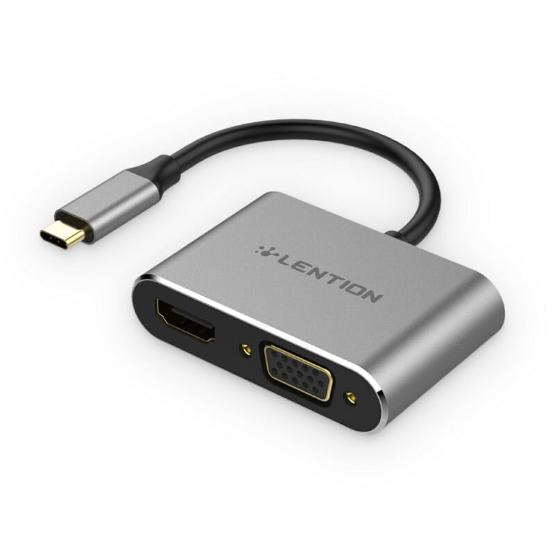 LENTION USB-C to HDMI and VGA Digital AV Adapter, USB 3.1 Type-C and ...
