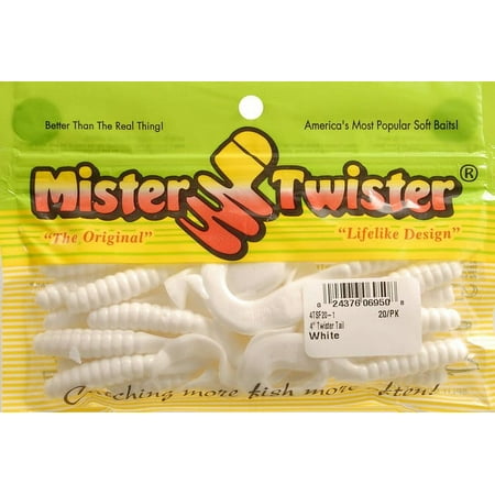 UPC: 0024376069508 | Mister Twister 4TSF20-1 Twister Tail Grub 4 White 20 Per Pack