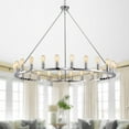 thumbnail image 4 of The Gray Barn  Liam 48-inch Round Wagon Wheel 24-light Chandelier Matte Black Matte Painted, 4 of 5