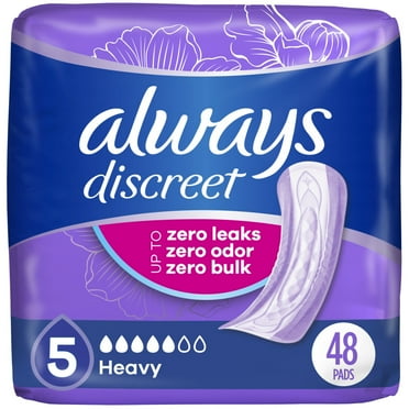 Always Discreet Incontinence Pads, Heavy Absorbency, Regular Length, 48 CT