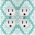 thumbnail image 1 of Metal Light Switch Plate Outlet Cover (Victorian Damask Flower Olive Pastel Pattern - Double Duplex), 1 of 2
