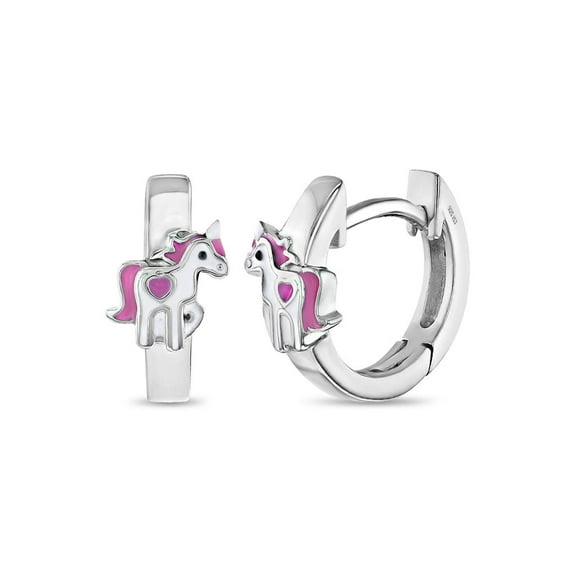 Magical Unicorn 9mm Toddler / Kids Earrings Hoop - Sterling Silver