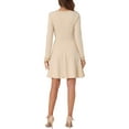 thumbnail image 3 of INSPIRE CHIC Women's Dress Houndstooth Plaid Crew Neck Button Front Elegant A-Line Dress XL Apricot, 3 of 6