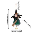 thumbnail image 2 of XIA0LE Halloween Small Witch Decor Halloween Tree Decoration Hanging Witch Doll Broomstick With Bells Ornaments For Porch, Party Decor (Green), 2 of 7