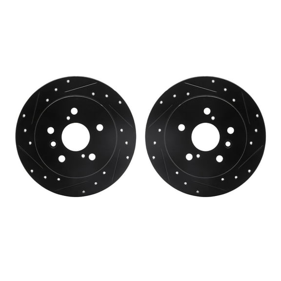 Dynamic Friction Company Rear Brake Rotors-Drilled and Slotted-Black 8002-76110