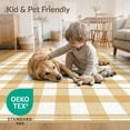 thumbnail image 4 of ODIKA 8'x10' Washable Area Rug Durable, Non-Slip Plaid Gingham Farmhouse Border Neutral Nirsery Nursey Checkered Refined for Living Room, Under Sectional, Family, 4 of 7