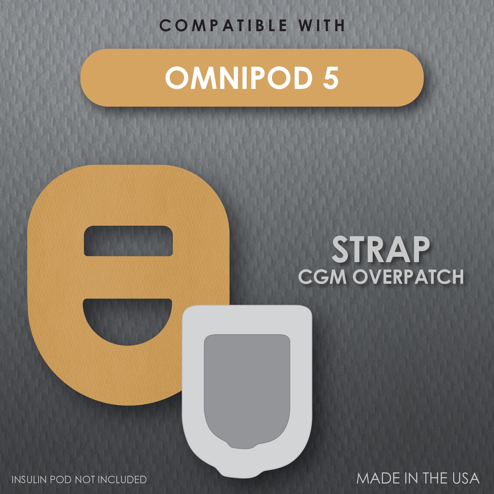 CoverGuard CGM Overpatch | Omnipod 5 Insulin Pod | Tan Cross-strap Design| 25-Count | Waterproof Adhesive | Anti-Fray | Easy Application & Removal