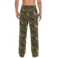 thumbnail image 4 of FORMRS Mens Pajama Pants with Pockets Cotton Sleepwear Lounge Bottoms Sizes S-2XL, Brown Floral Rabbits Pattern, 4 of 7
