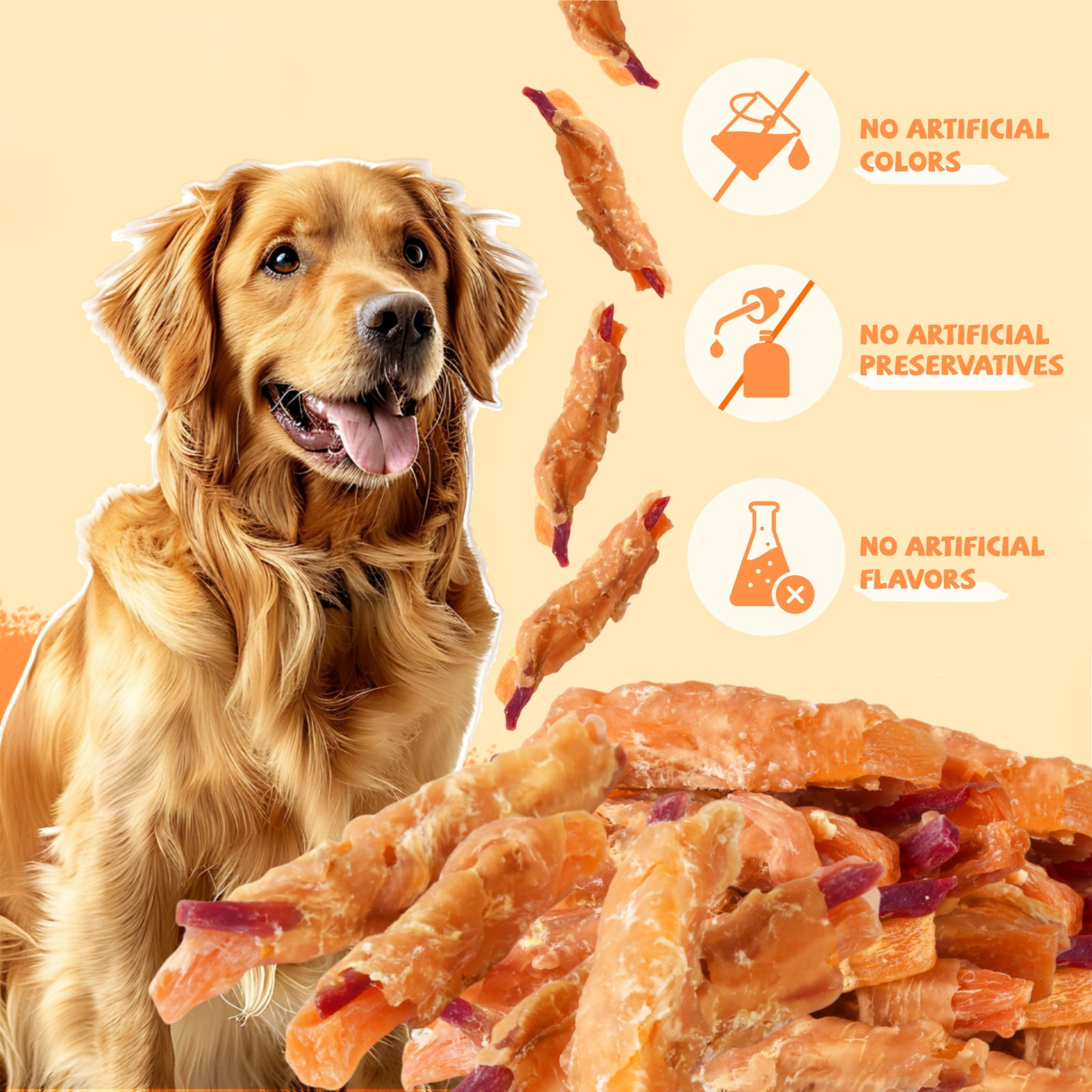 (2 pack) Pawmate Chicken & Double Sweet Potato Dog Treats, Healthy Nutritious Snacks Chewy for All Dogs, 12-15 ct Packet