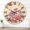 thumbnail image 2 of Designart 'Bouquet of Purple and Pink Flowers I' Farmhouse Wood Wall Clock, 2 of 5