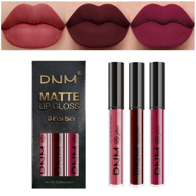 Ensemble de 3 Rouges à Lèvres Liquides Mats Rouges Foncés Violets 24 Heures, DNM Rouge à Lèvres Mat Teinture à Lèvres Longue Durée 24 Bavures Brillant à Lèvres Imperméable Ensemble Cadeau Rouges à Lèvres Mats Liquide Maquillage Femmes Rouge à Lèvres 06