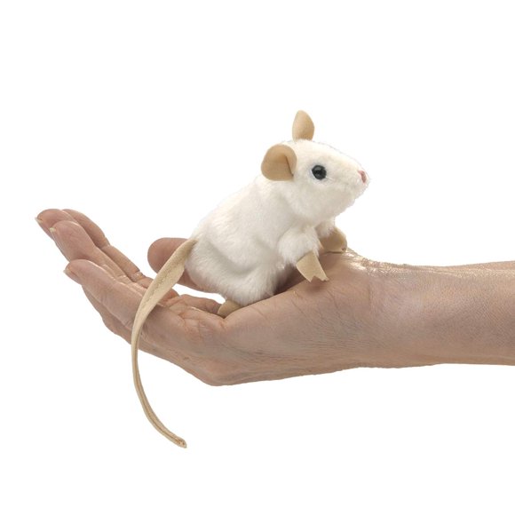 Mini ratón Finger Puppet Folkmanis, color blanco, talla única