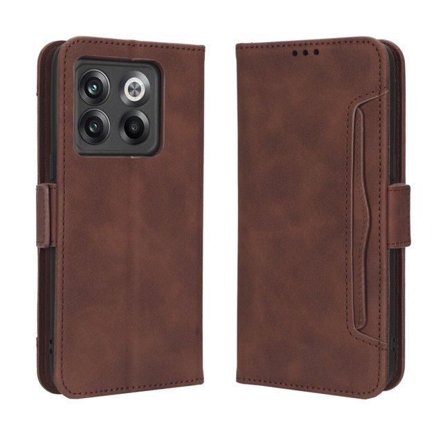 Étui pour OnePlus 10T 5G Housse Ajustable Détachable Porte-Cartes Fermeture Magnétique Étui Portefeuille en Cuir - Marron