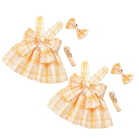2Pack Offer Countdown! Cute And Stylish Plaid Print Dog Harness Dress With Bowknot For Small Dogs Perfect For Indoor And Outdoor Use Available In Various Sizes Pet Clothes For Pet Dog Cat M