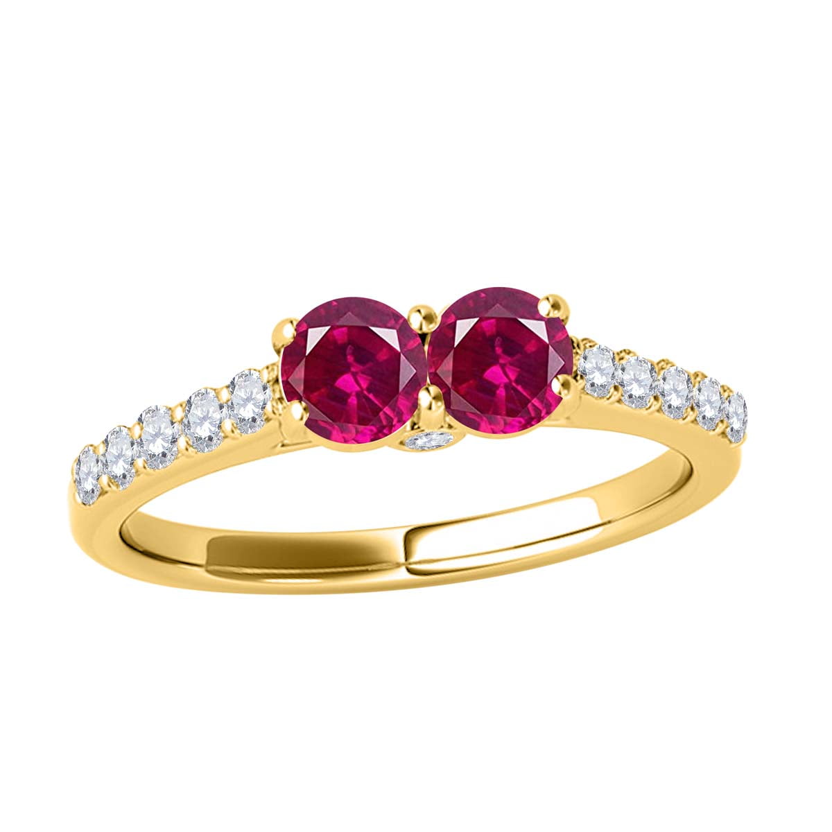 Mauli Jewels Rings for Women 1.10 Carat Two Stone Diamond And Ruby Ring  Prong-Setting 14k Yellow Gold - Walmart.com