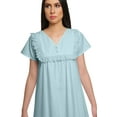 thumbnail image 4 of Moomaya Button Placket Nightdress For Women Solid Long Sleeve Nightwear Gown, 4 of 6